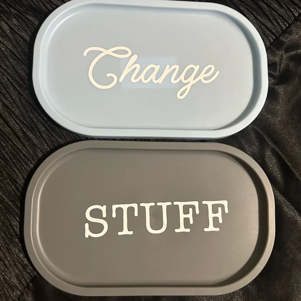 Gray and Blue Bathroom Organizer Trays
